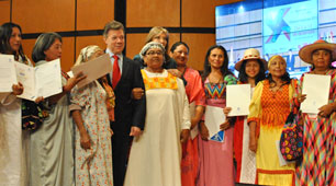 Presidente de la República, Juan Manuel Santos Calderón y la Primera Dama, María Clemencia Rodríguez de Santos en la inauguración de Expoartesanías 2012